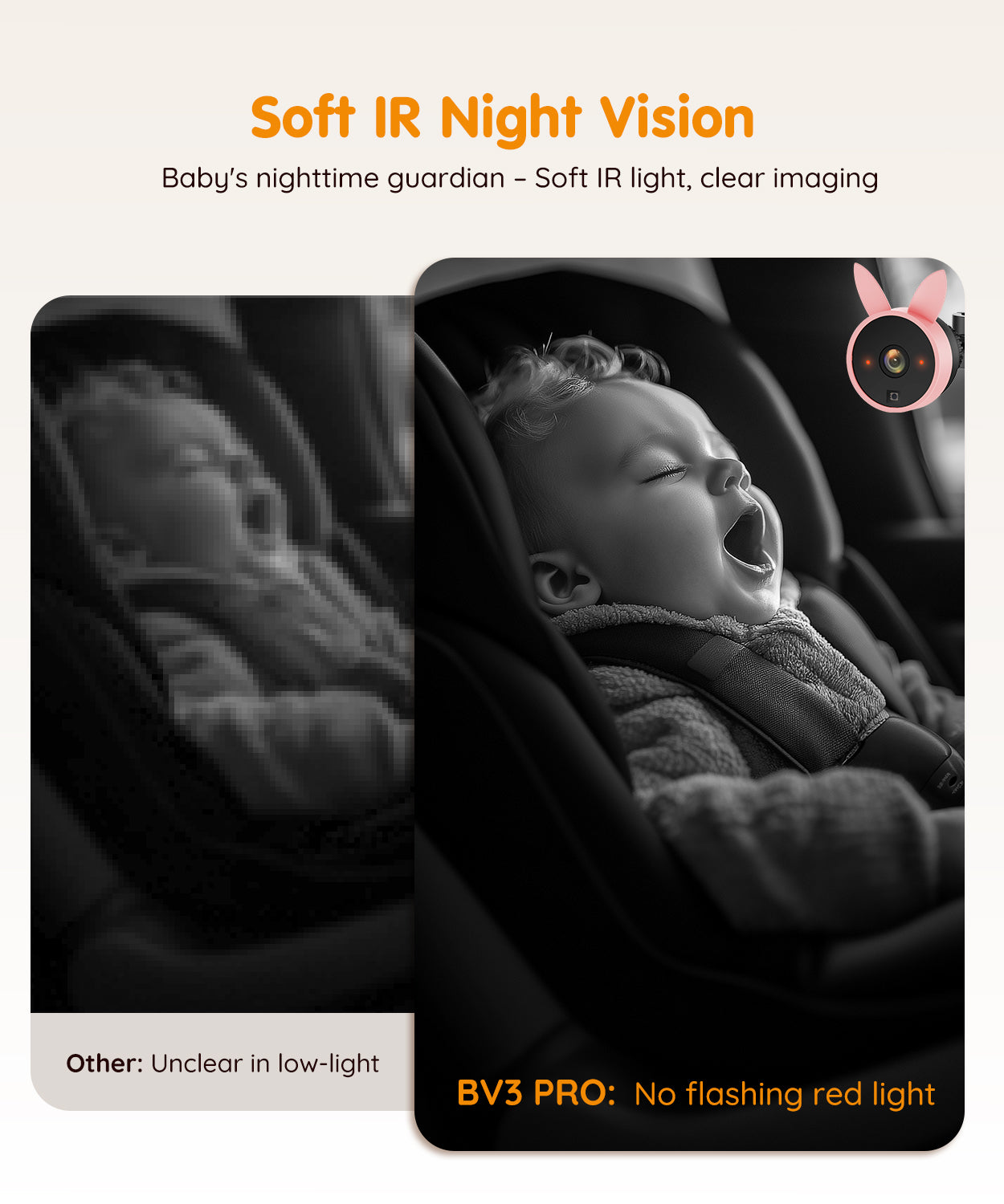 Babyvue BV3 Pro Baby Car Camera with Dual Cameras for 2 Kids
