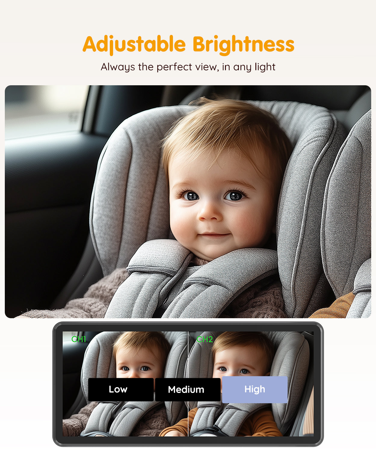 Babyvue BV3 Pro Baby Car Camera with Dual Cameras for 2 Kids