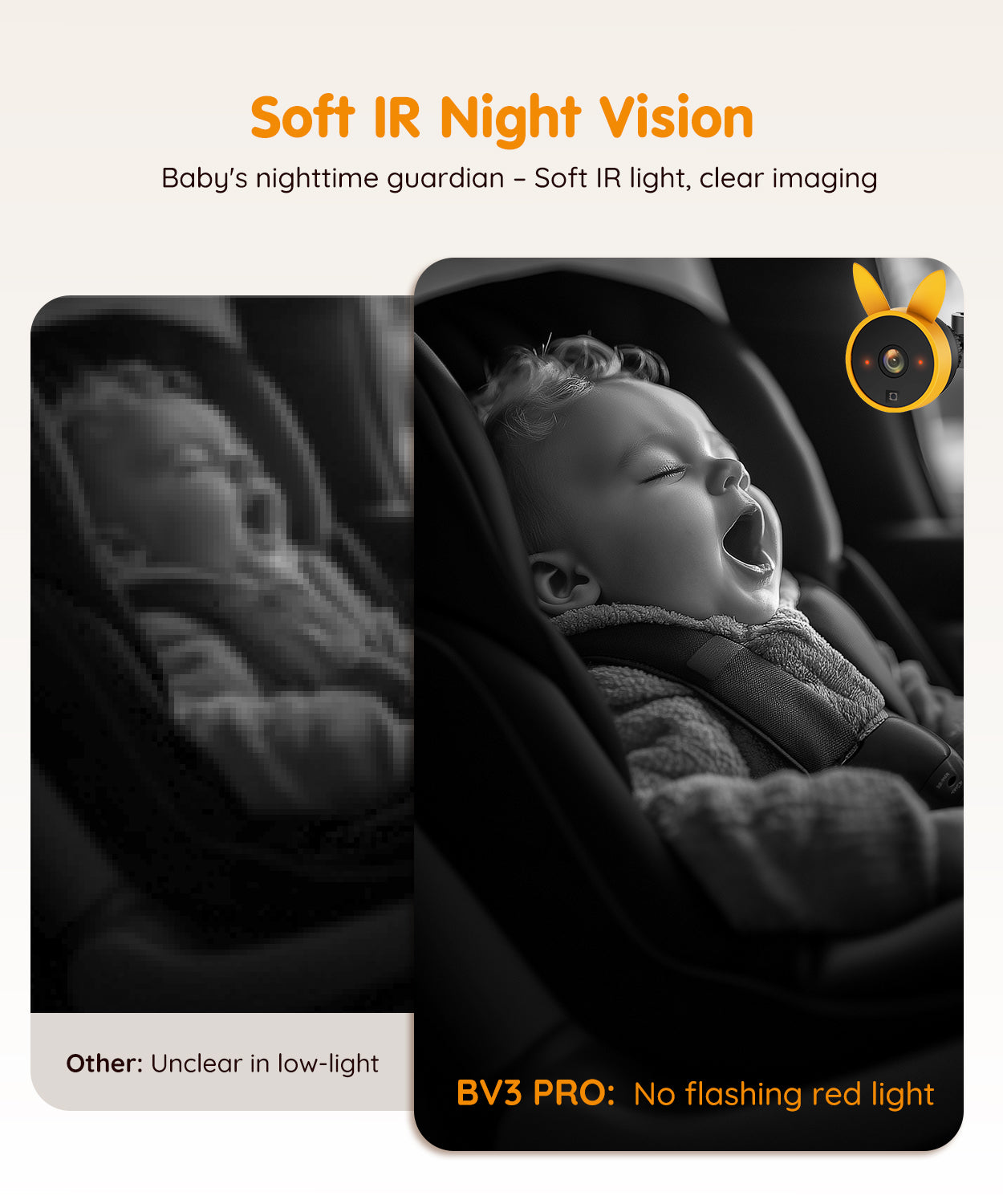 Babyvue BV3 Pro Baby Car Camera with Dual Cameras for 2 Kids
