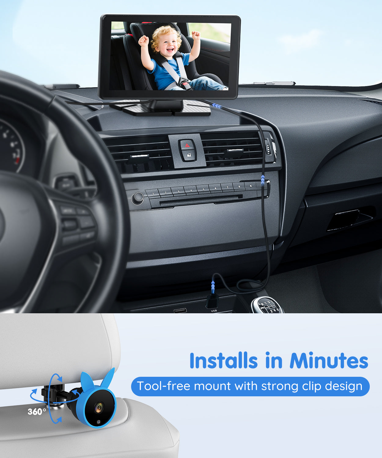 Babyvue BV4 7" 1080P HD Baby Car Camera with IR Night Vision