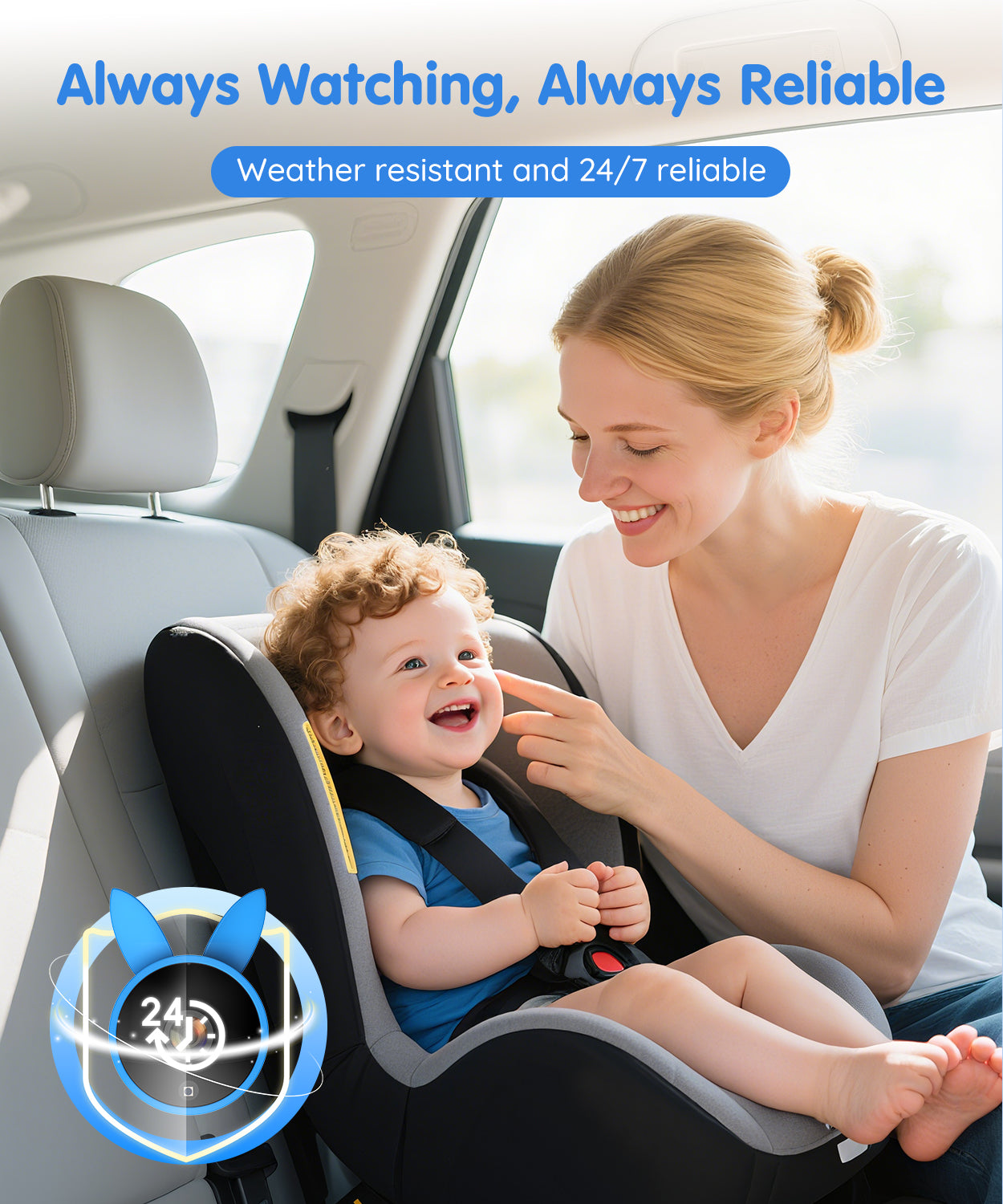 Babyvue BV4 7" 1080P HD Baby Car Camera with IR Night Vision