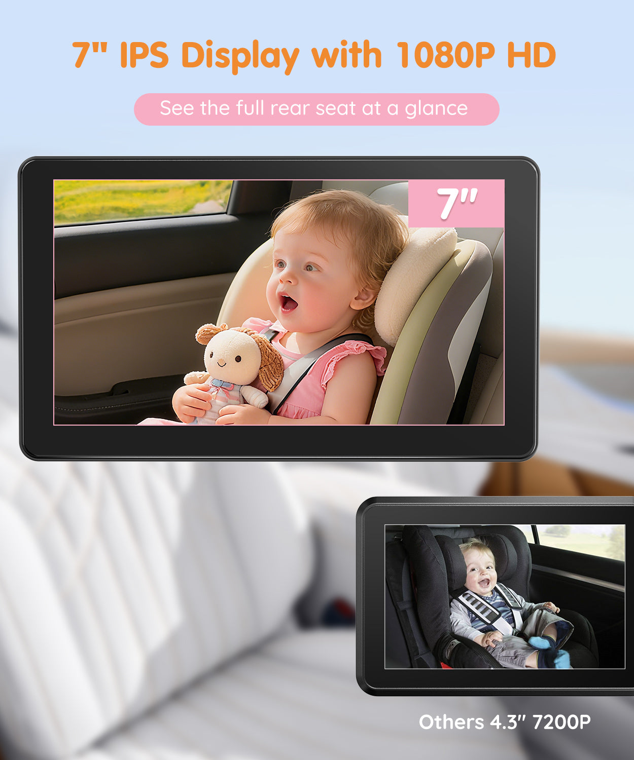 Babyvue BV4 7" 1080P HD Baby Car Camera with IR Night Vision
