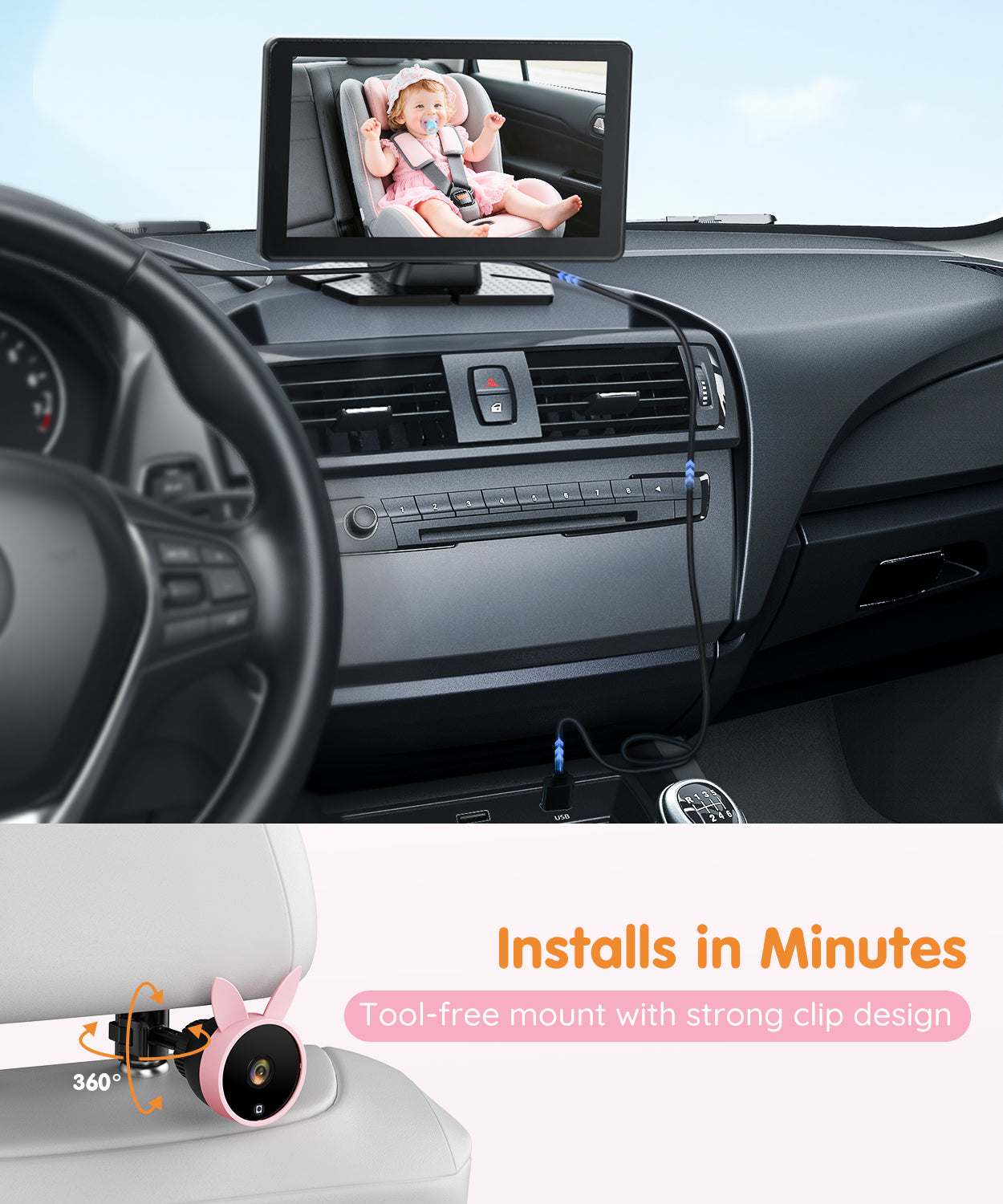 Babyvue BV4 7" 1080P HD Baby Car Camera with IR Night Vision
