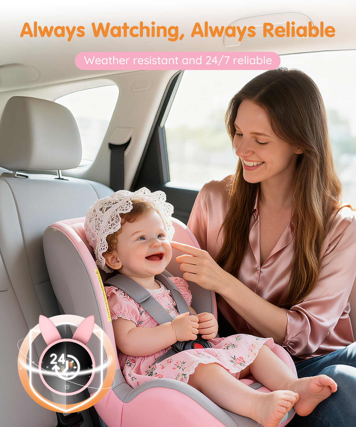 Babyvue BV4 7" 1080P HD Baby Car Camera with IR Night Vision