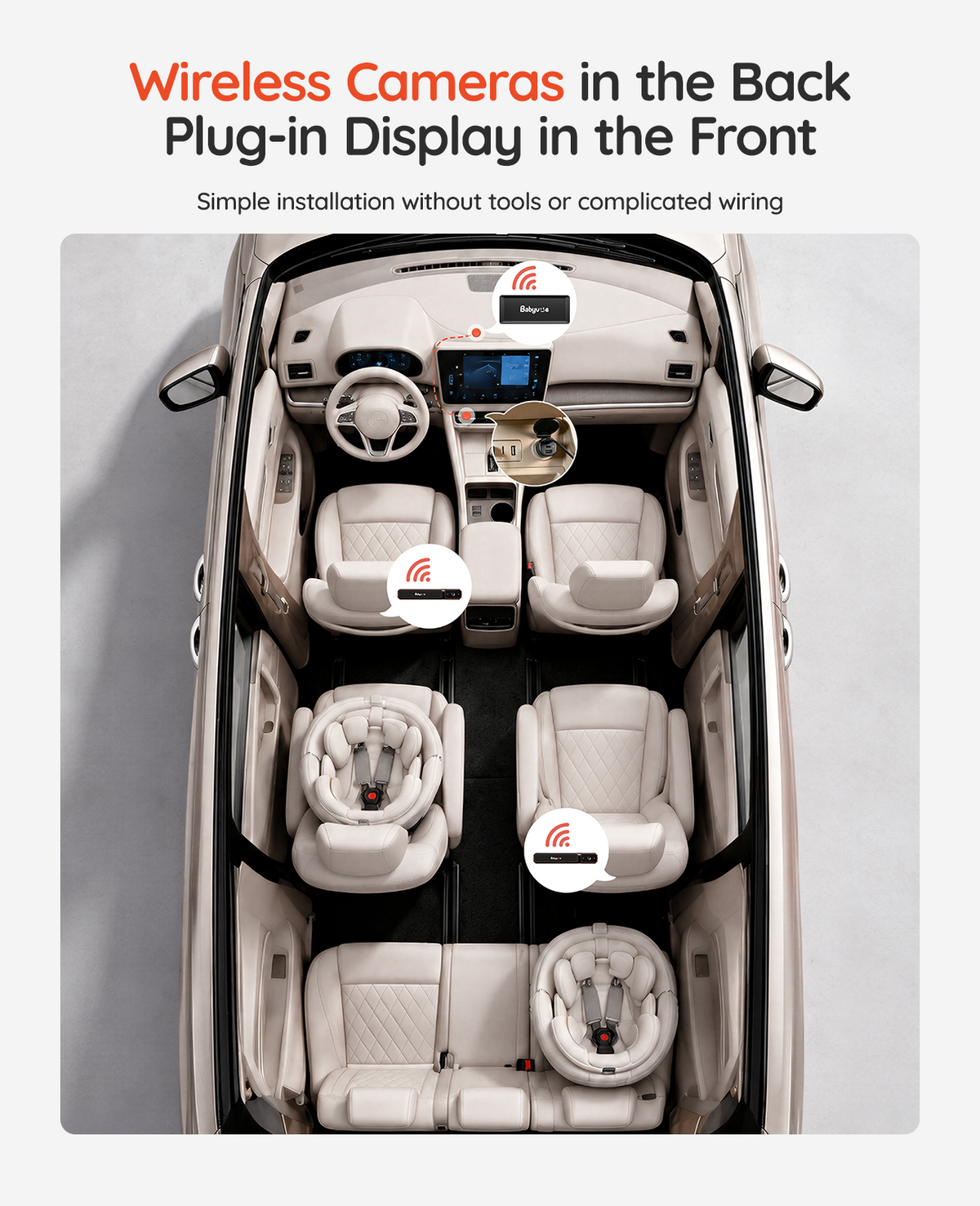 BV6 Pro Max 7.2" Wireless Dual Baby Car Monitor for Two Kids