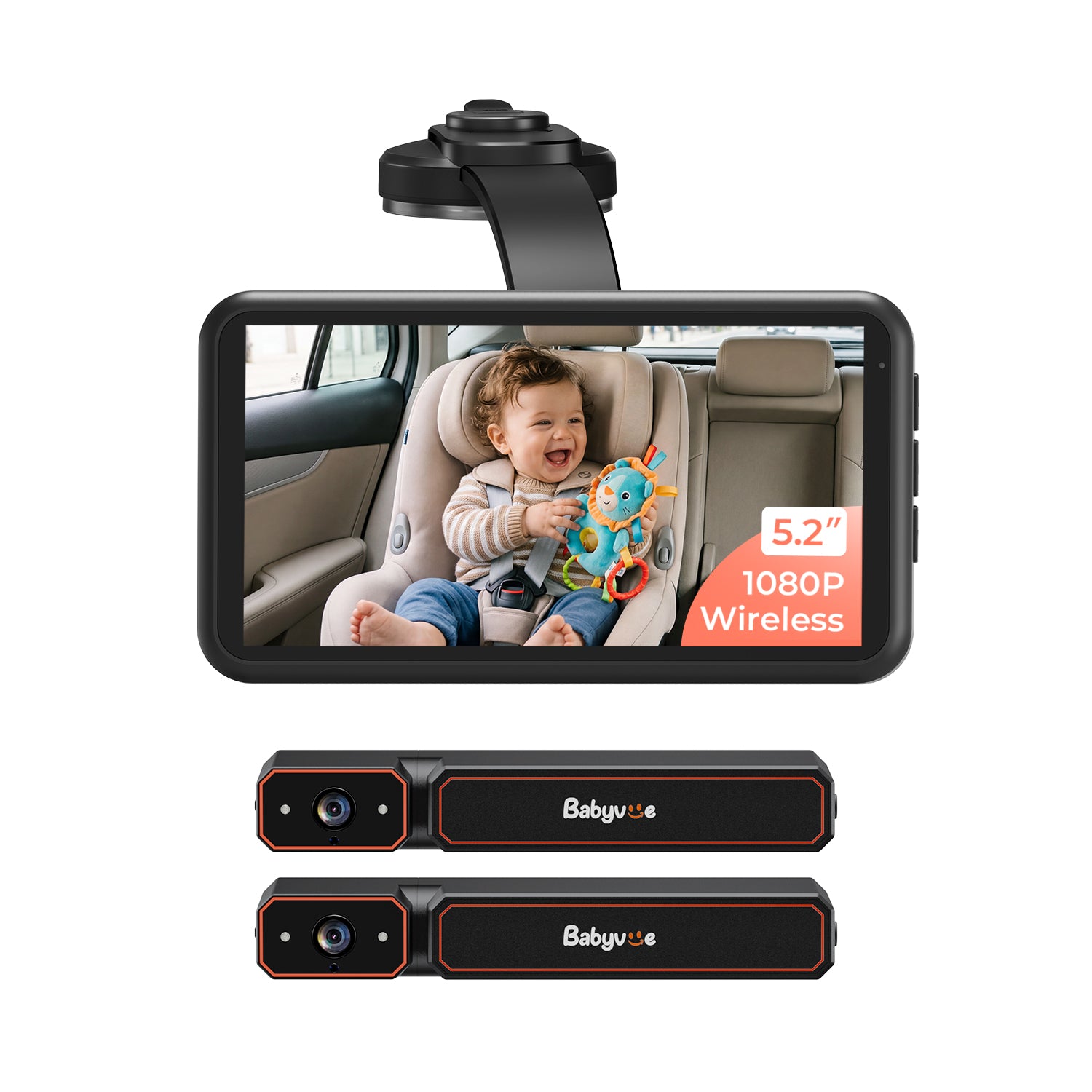 BV6 Pro Wireless Baby Car Camera with Suction Cup Mount Bundle