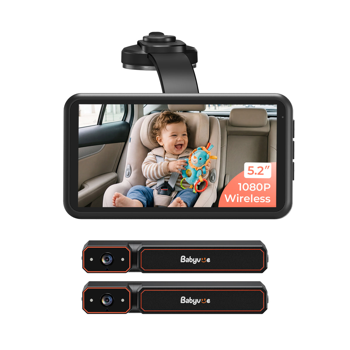 BV6 Pro Wireless Baby Car Camera with Suction Cup Mount Bundle