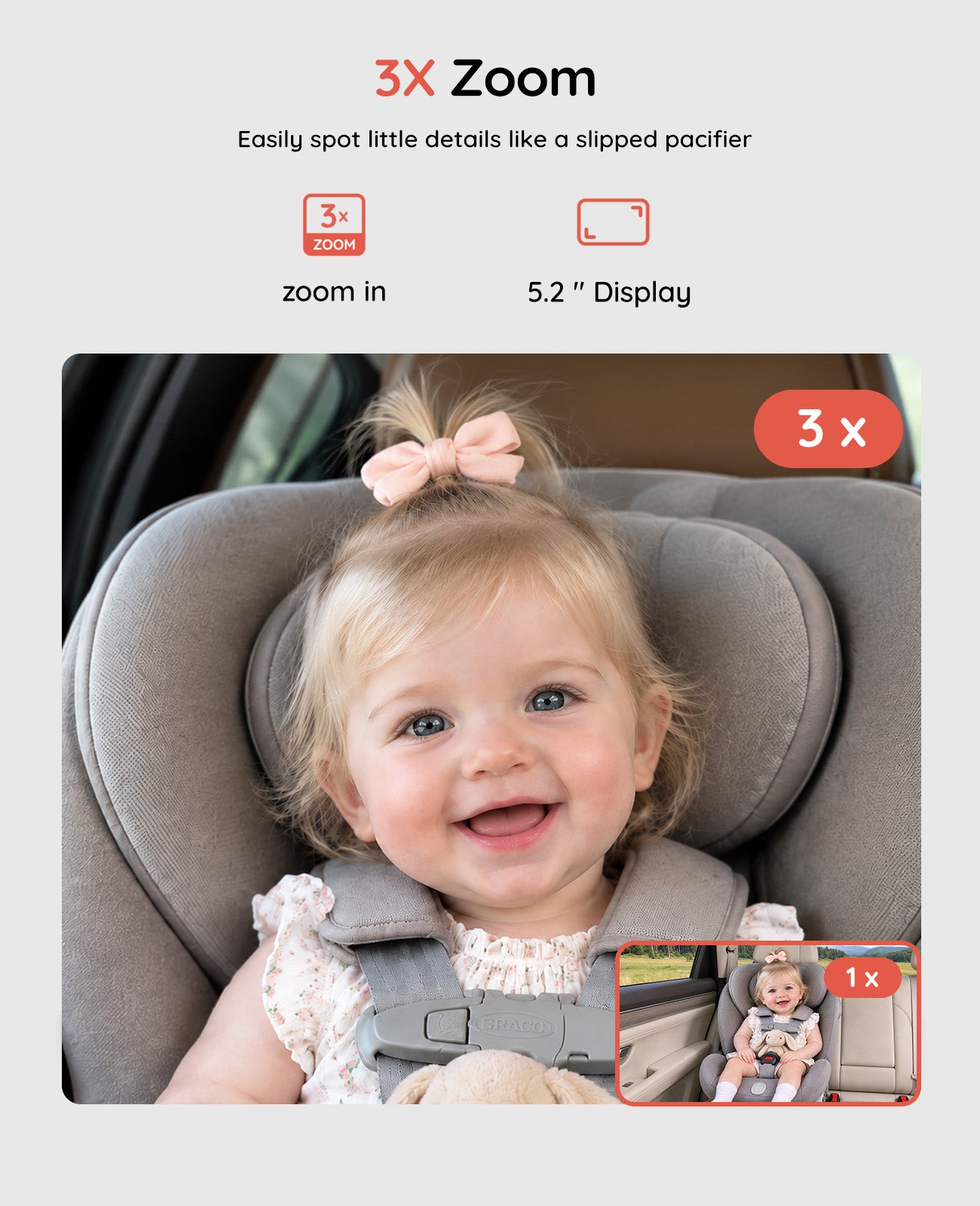 BV6 Pro Wireless Dual Baby Car Monitor for Two Kids