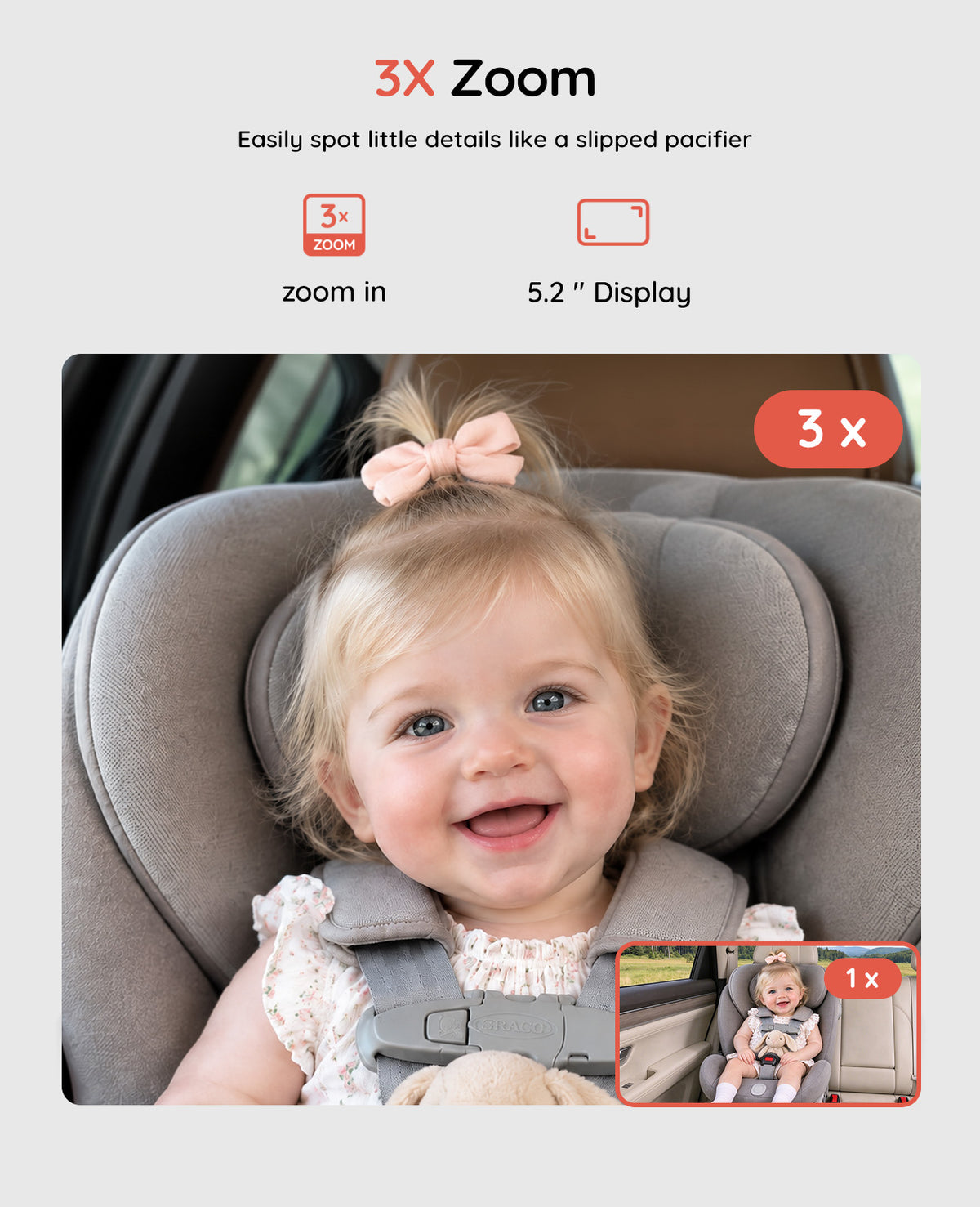 BV6 Pro Wireless Dual Baby Car Monitor for Two Kids