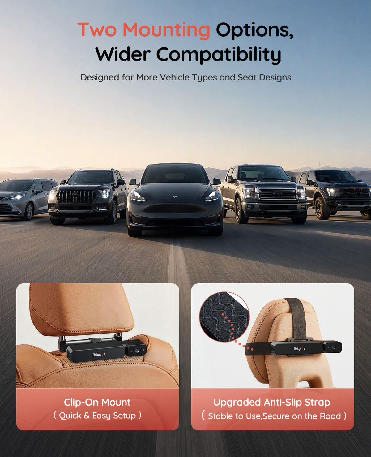 BV6 Pro Wireless Dual Baby Car Monitor for Two Kids