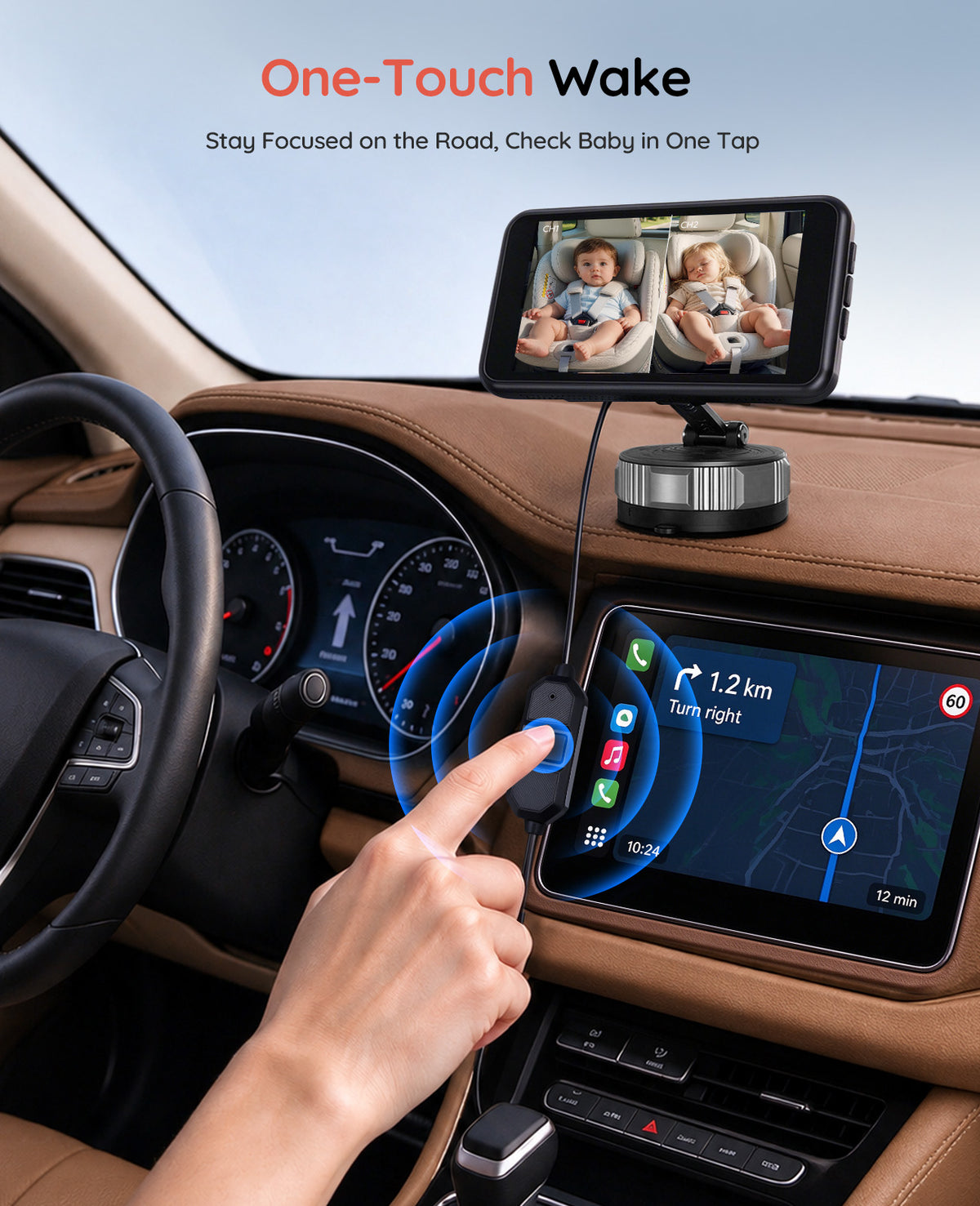BV6 Pro Wireless Dual Baby Car Monitor for Two Kids