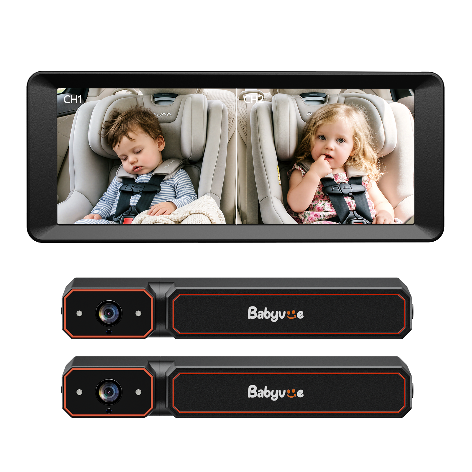 BV6 Pro Max 7.2" Wireless Dual Baby Car Monitor for Two Kids