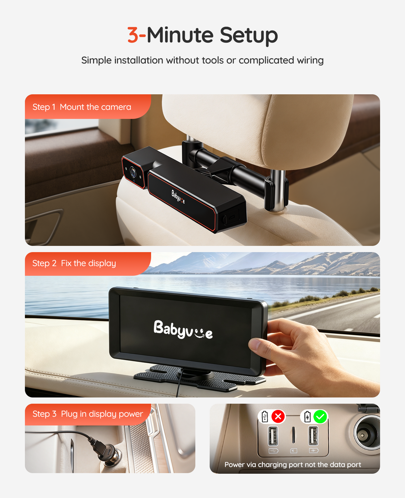 BV6 Pro Max 7.2" Wireless Dual Baby Car Monitor for Two Kids