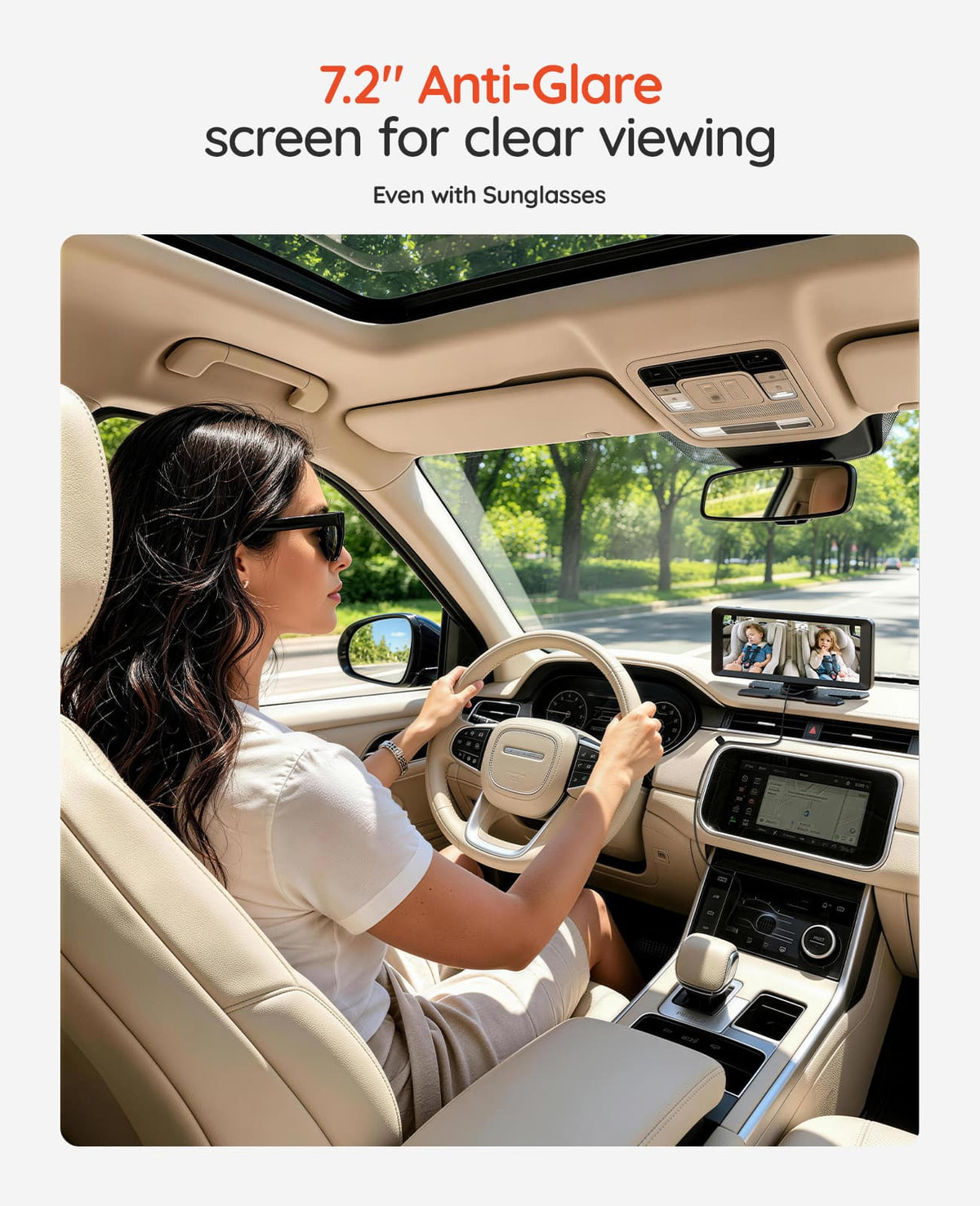 BV6 Pro Max 7.2" Wireless Dual Baby Car Monitor for Two Kids