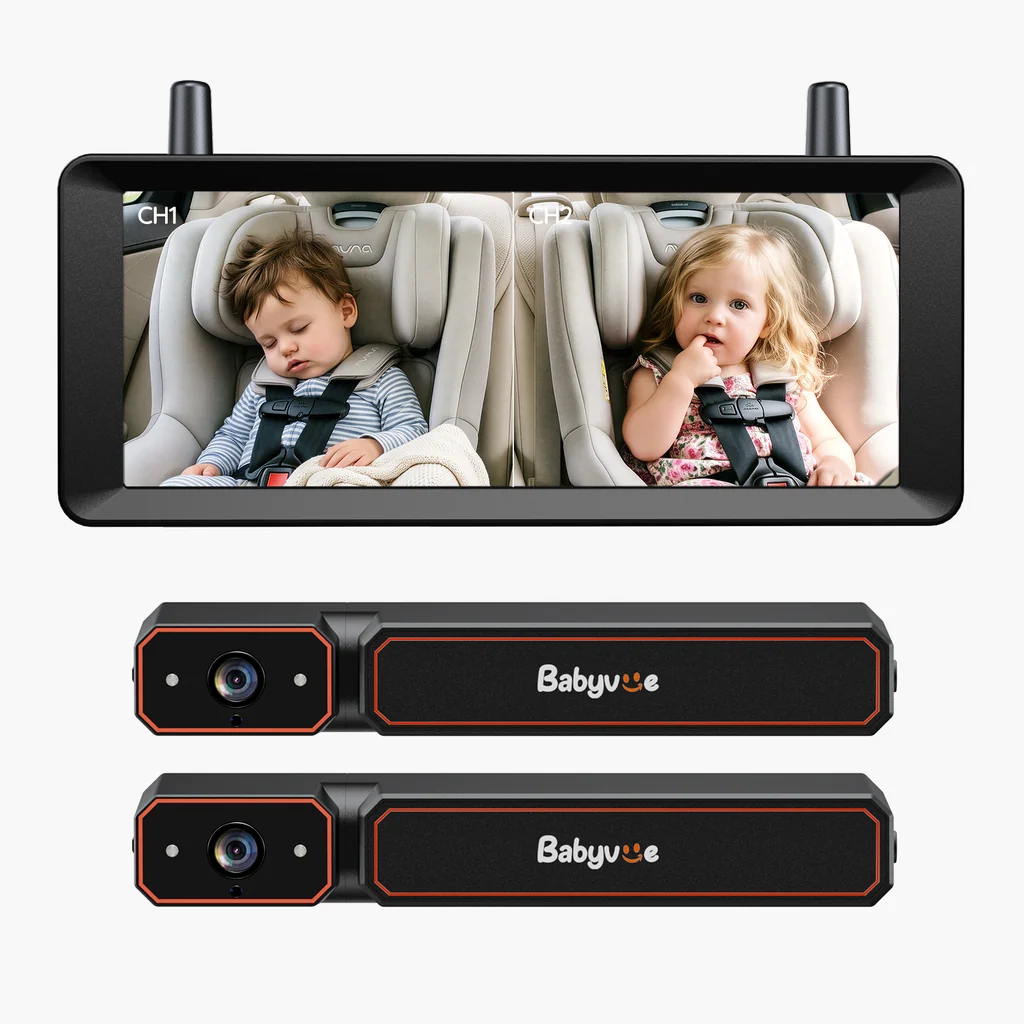 BV6 Pro Max 7.2" Wireless Dual Baby Car Monitor for Two Kids