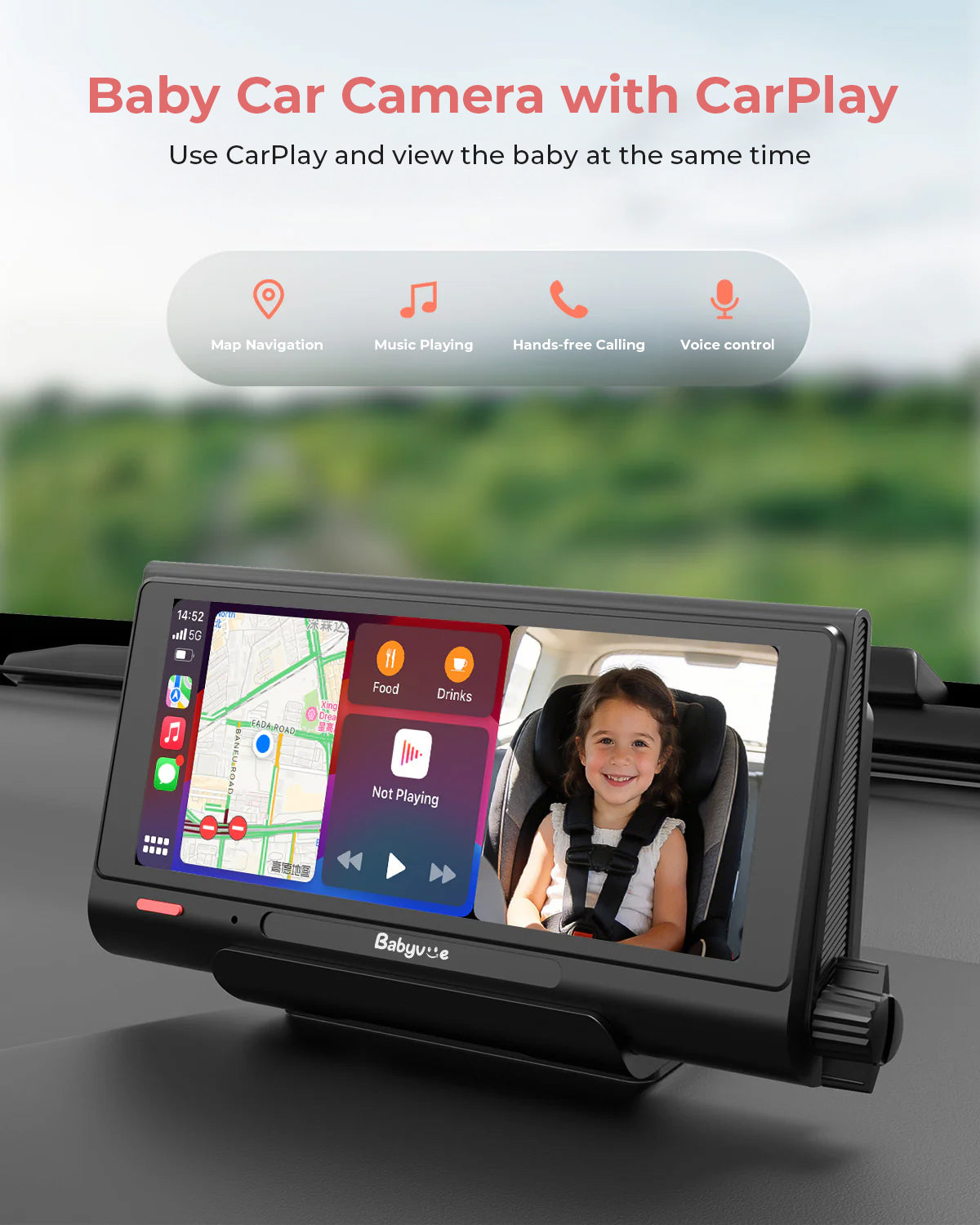 Babyvue BV7 Baby Car Camera with Split-Screen CarPlay