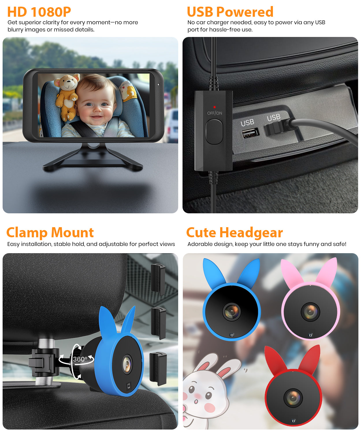 Babyvue BV2 USB Powered Baby Car Camera Plug and Play
