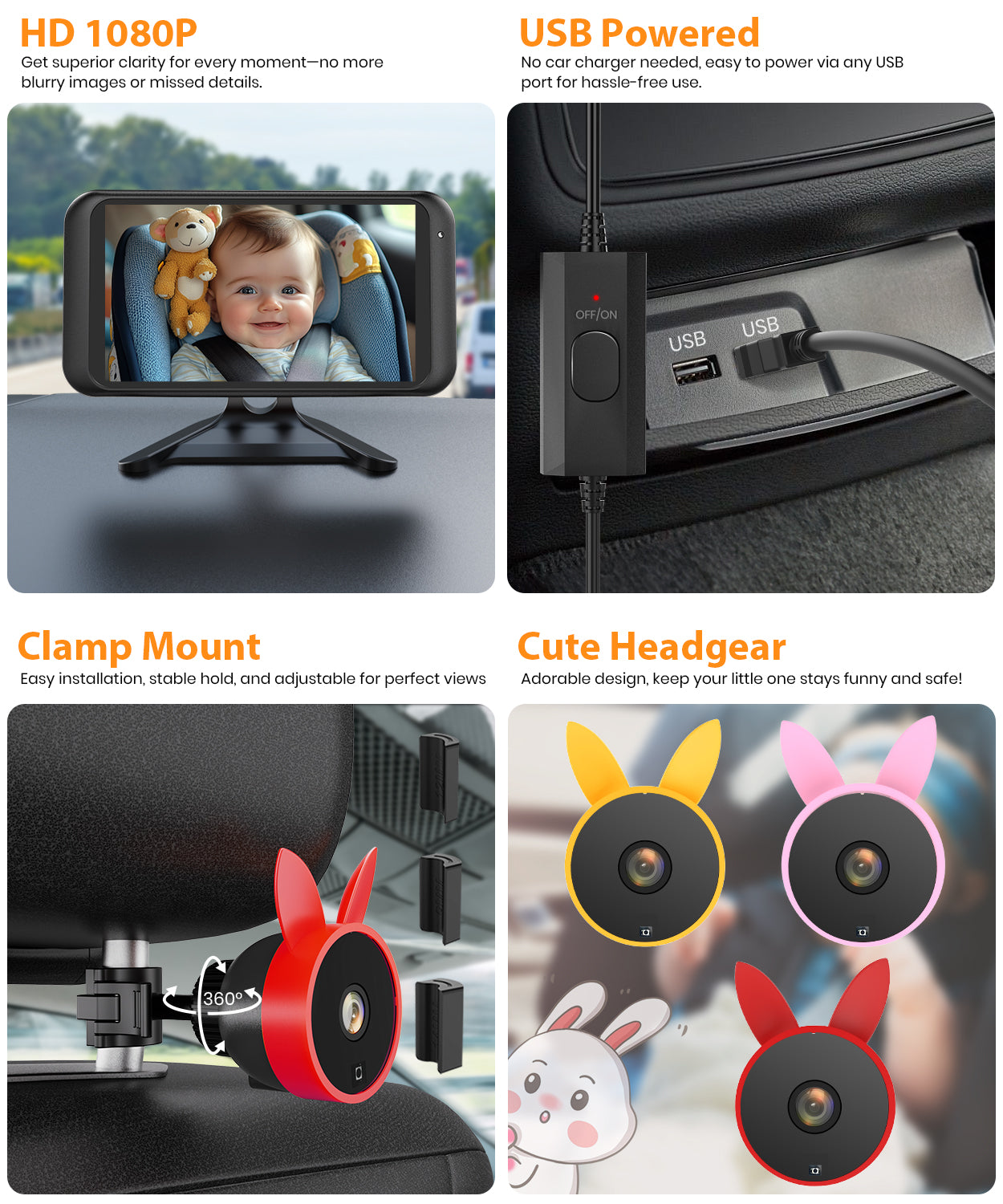 Babyvue BV2 USB Powered Baby Car Camera Plug and Play