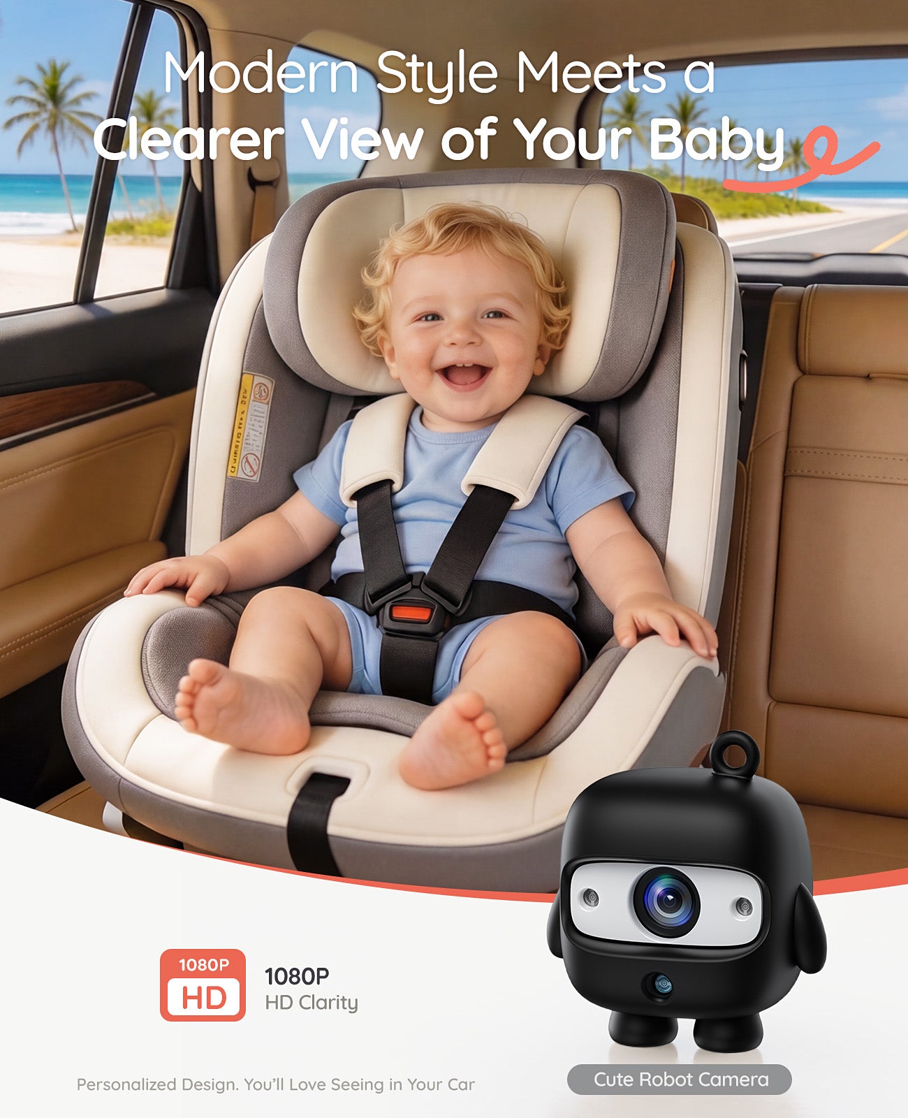 Babyvue Q1 Baby Car Camera with Foldable Round Screen