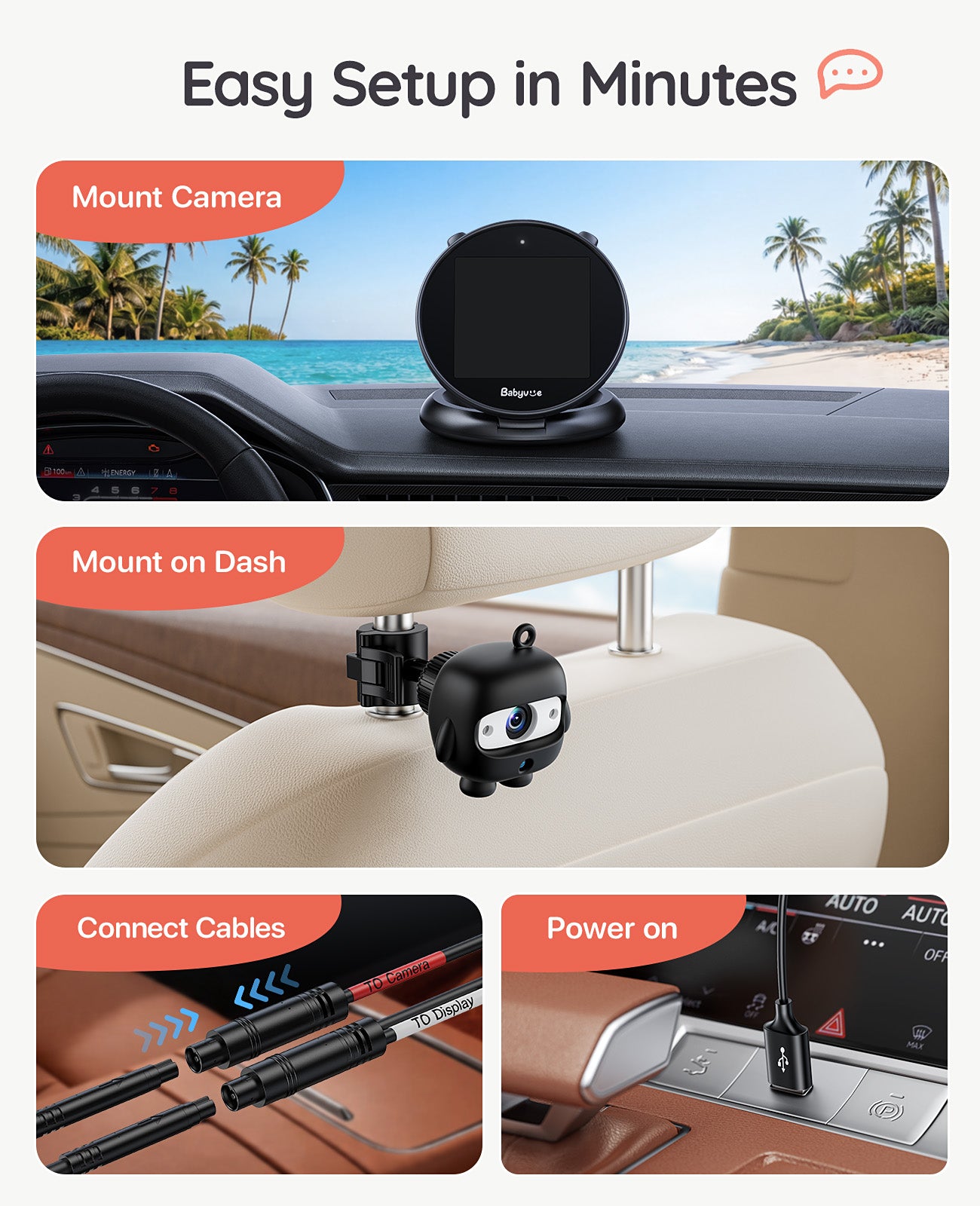 Babyvue Q1 Baby Car Camera with Foldable Round Screen