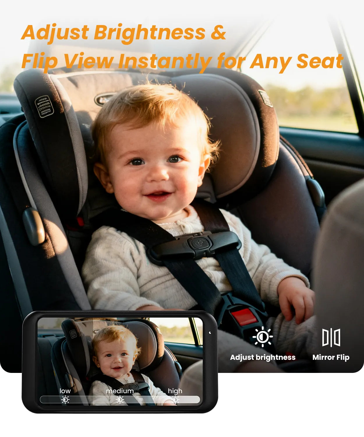Babyvue BV2 USB Baby Car Camera Plug-Play, 4.5" 1080P Easy Setup with Flexible 360 Rotation