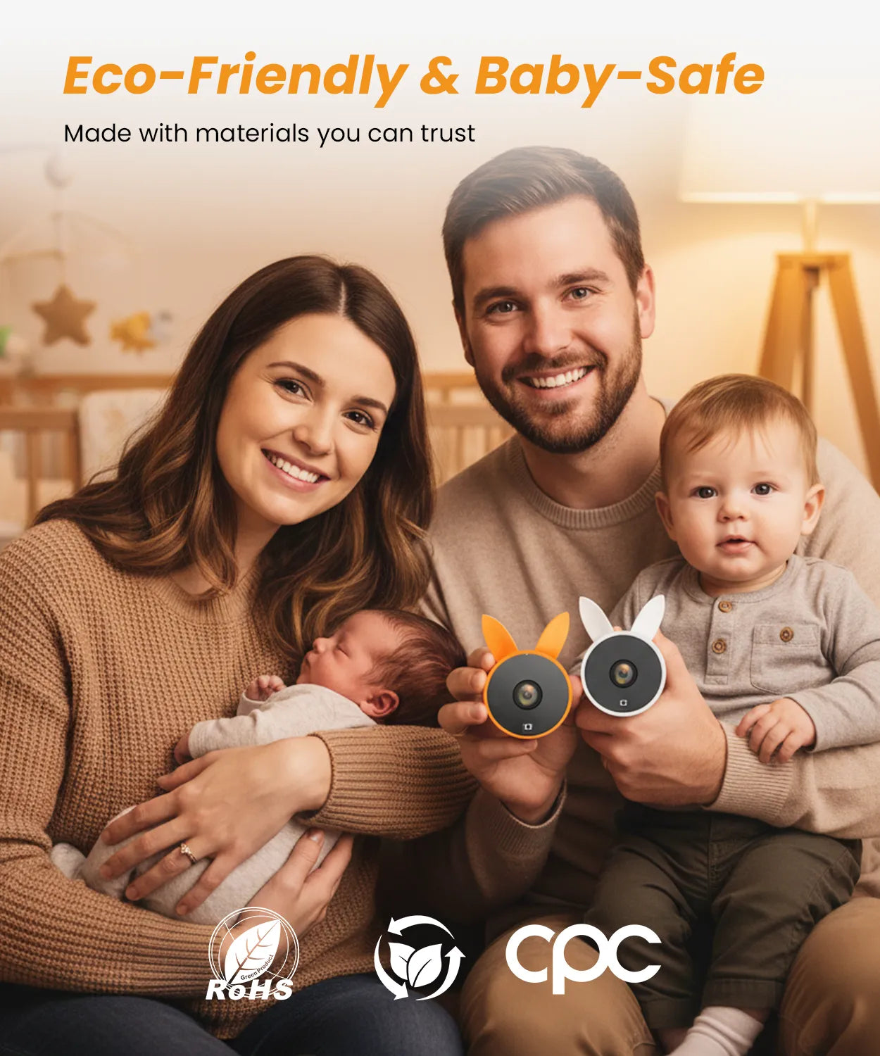 Babyvue BV2 USB Baby Car Camera Plug-Play, 4.5" 1080P Easy Setup with Flexible 360 Rotation