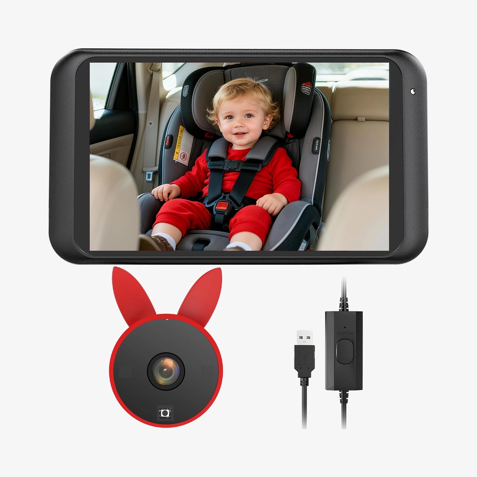 Babyvue BC1 Baby Car Camera, 4.5" 1080P HD Screen & 3X Zoom