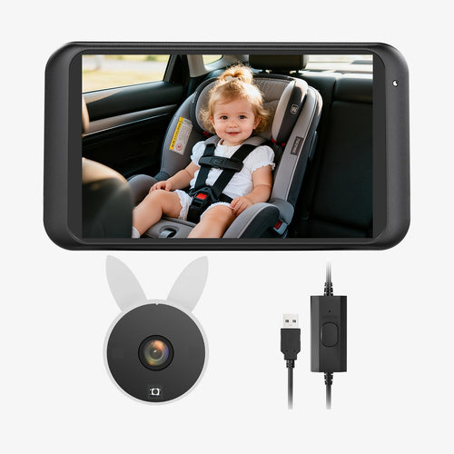 Babyvue BV2 USB Baby Car Camera Plug-Play, 4.5" 1080P Easy Setup with Flexible 360 Rotation