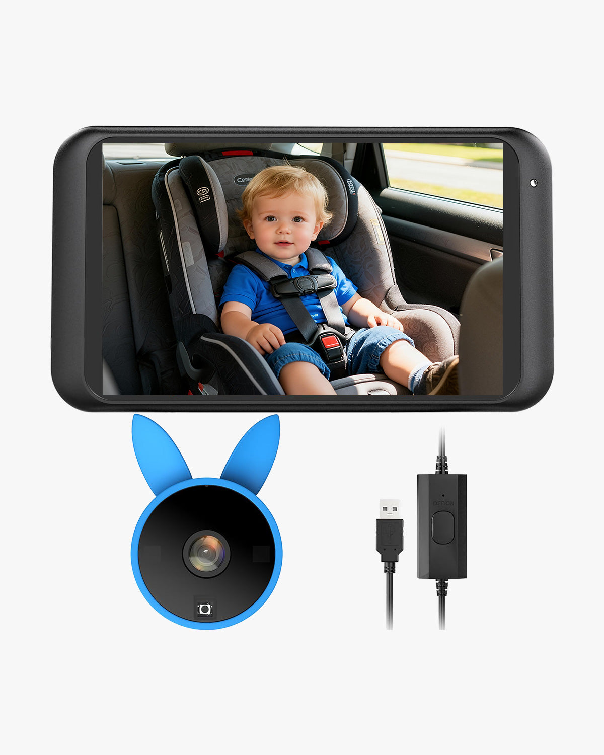 Babyvue BV2 USB Baby Car Camera Plug-Play, 4.5" 1080P Easy Setup with Flexible 360 Rotation