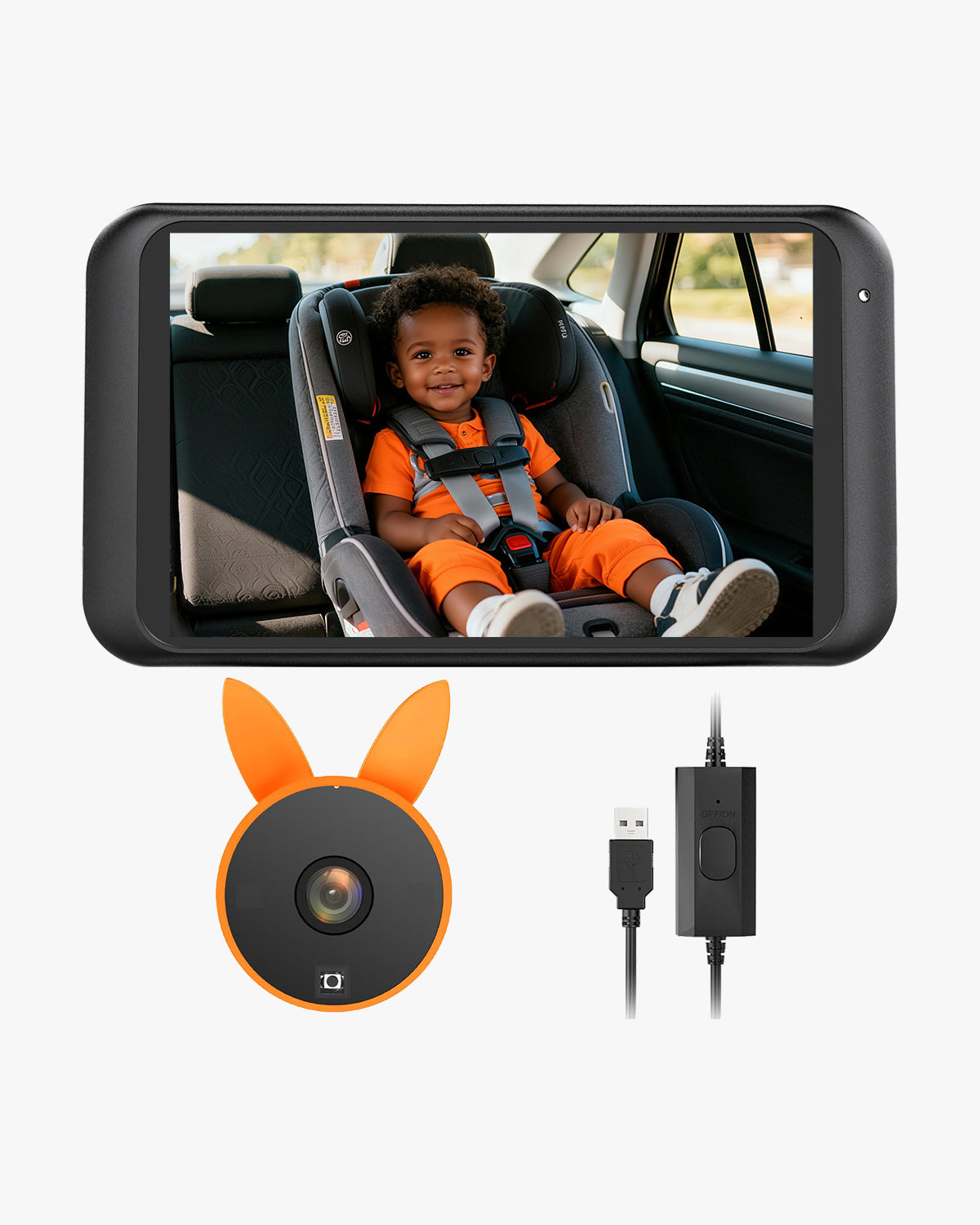 Babyvue BV2 USB Baby Car Camera Plug-Play, 4.5" 1080P Easy Setup with Flexible 360 Rotation