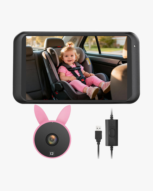 Babyvue BV2 USB Baby Car Camera Plug-Play, 4.5" 1080P Easy Setup with Flexible 360 Rotation