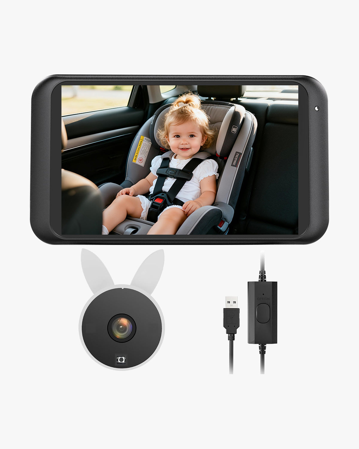 Babyvue BV2 USB Baby Car Camera Plug-Play, 4.5" 1080P Easy Setup with Flexible 360 Rotation