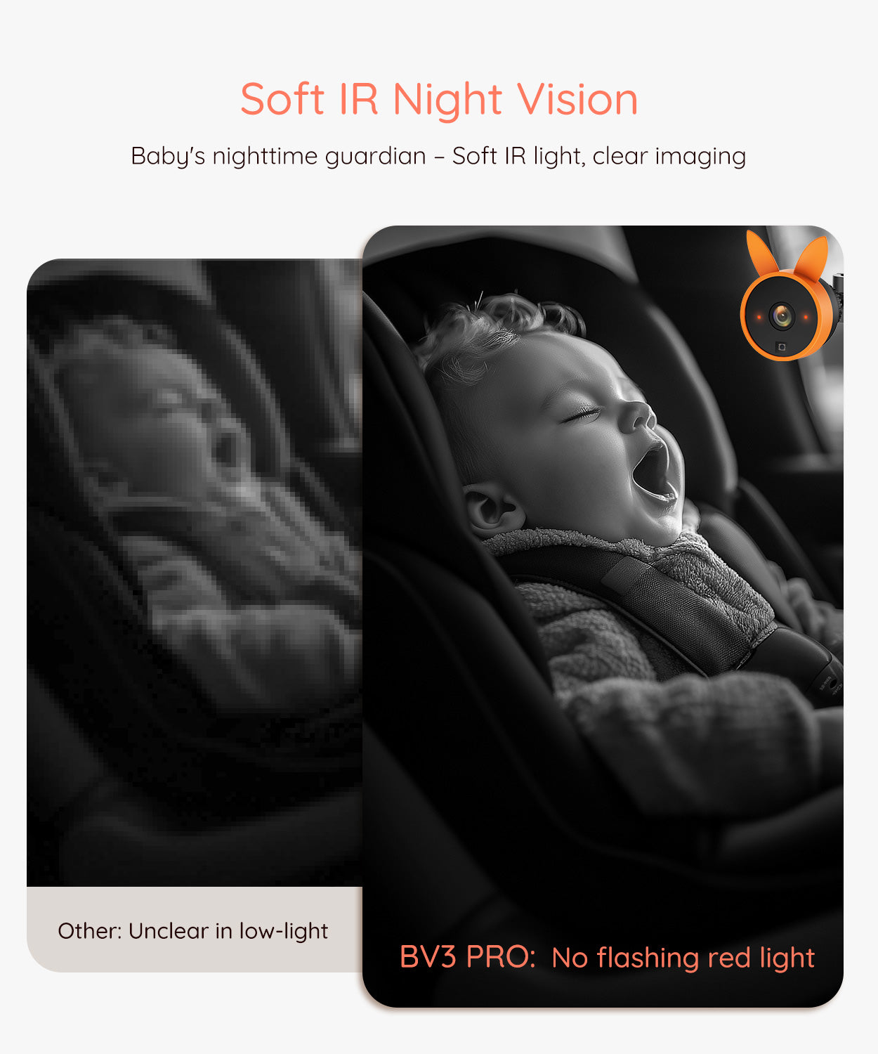 Babyvue BV3PRO Baby Car Camera for 2 Kids, 7.2" 1080P HD Dual Screen