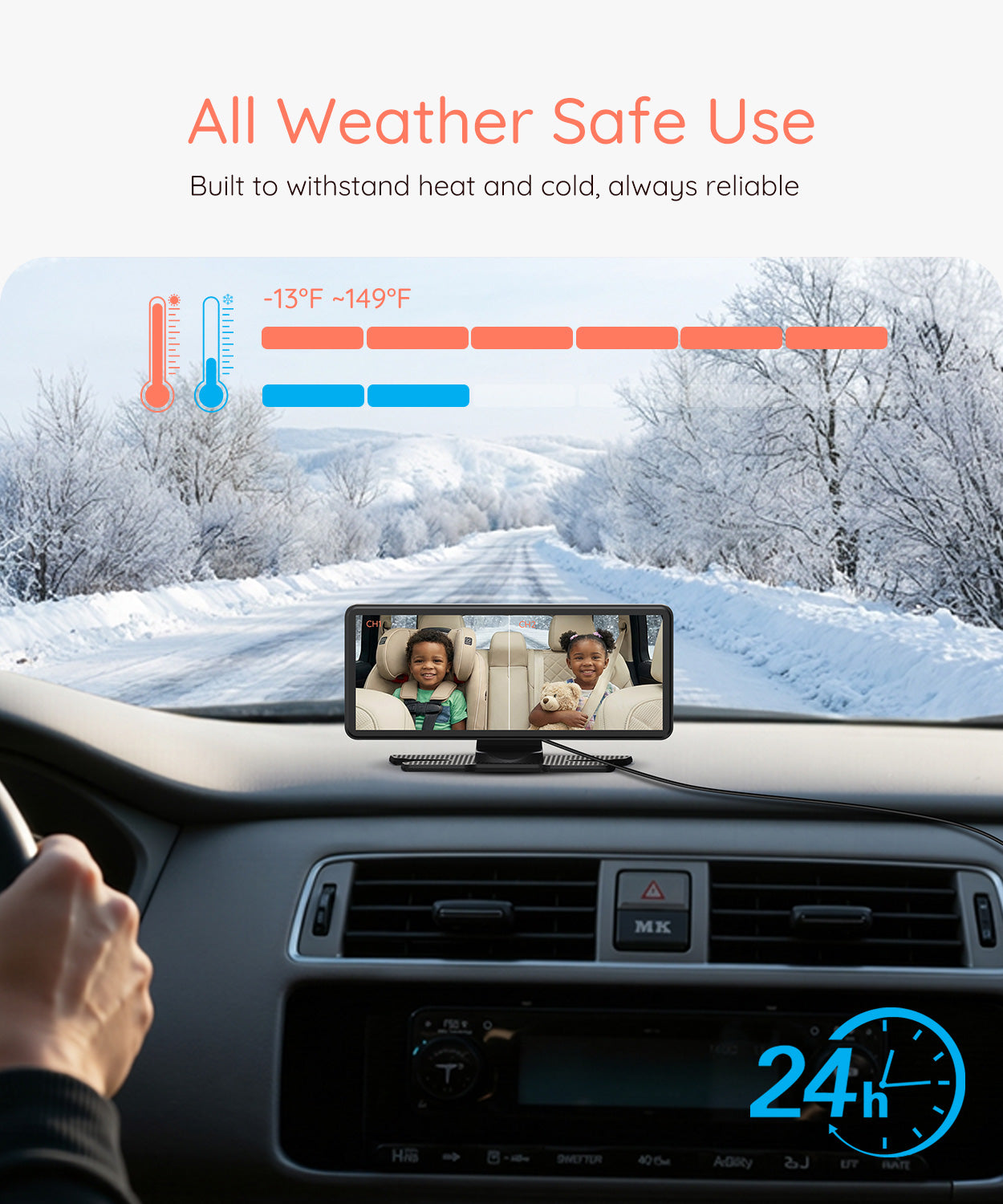 Babyvue BV3PRO Baby Car Camera for 2 Kids, 7.2" 1080P HD Dual Screen