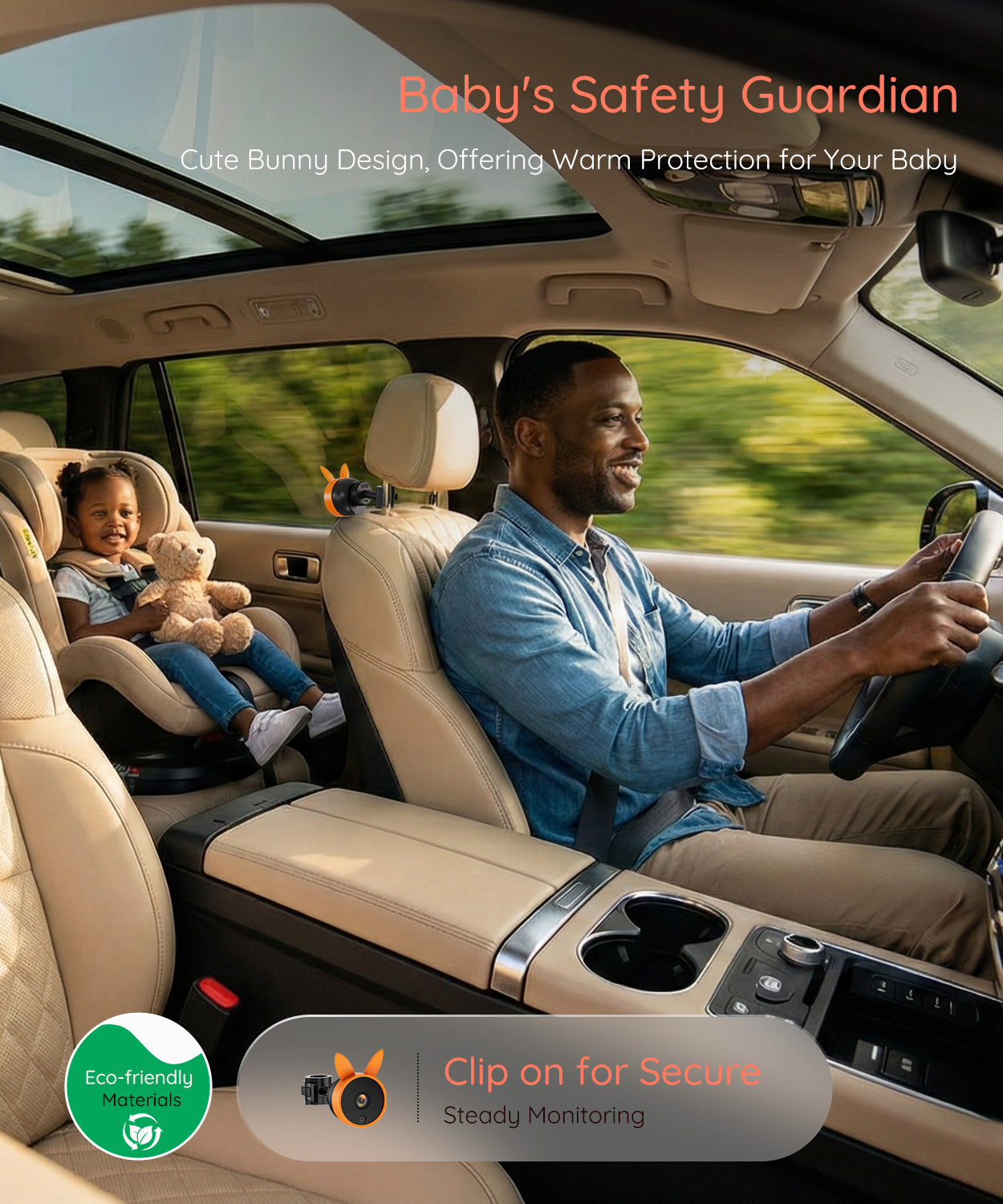 Babyvue BV3PRO Baby Car Camera for 2 Kids, 7.2" 1080P HD Dual Screen