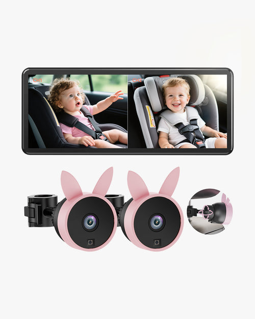Babyvue BV3PRO Baby Car Camera for 2 Kids, 7.2" 1080P HD Dual Screen