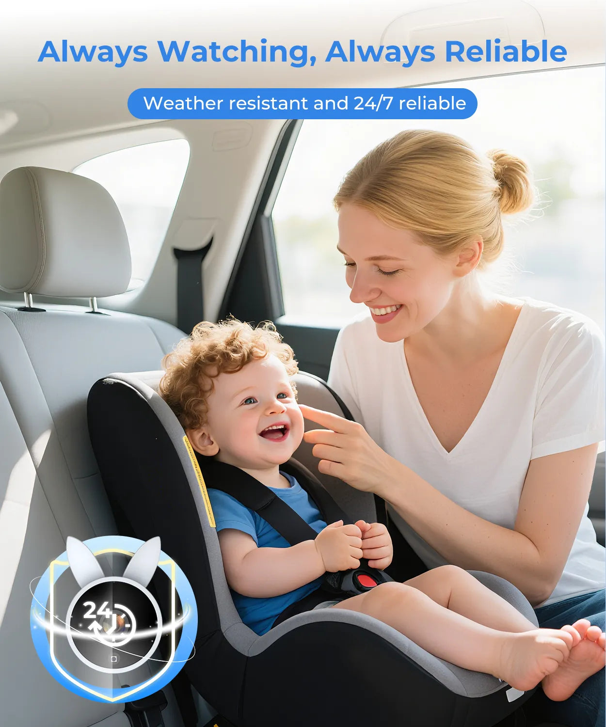 Babyvue BV4 7" Baby Car Camera, IPS 1080P HD Display with IR Night Vision