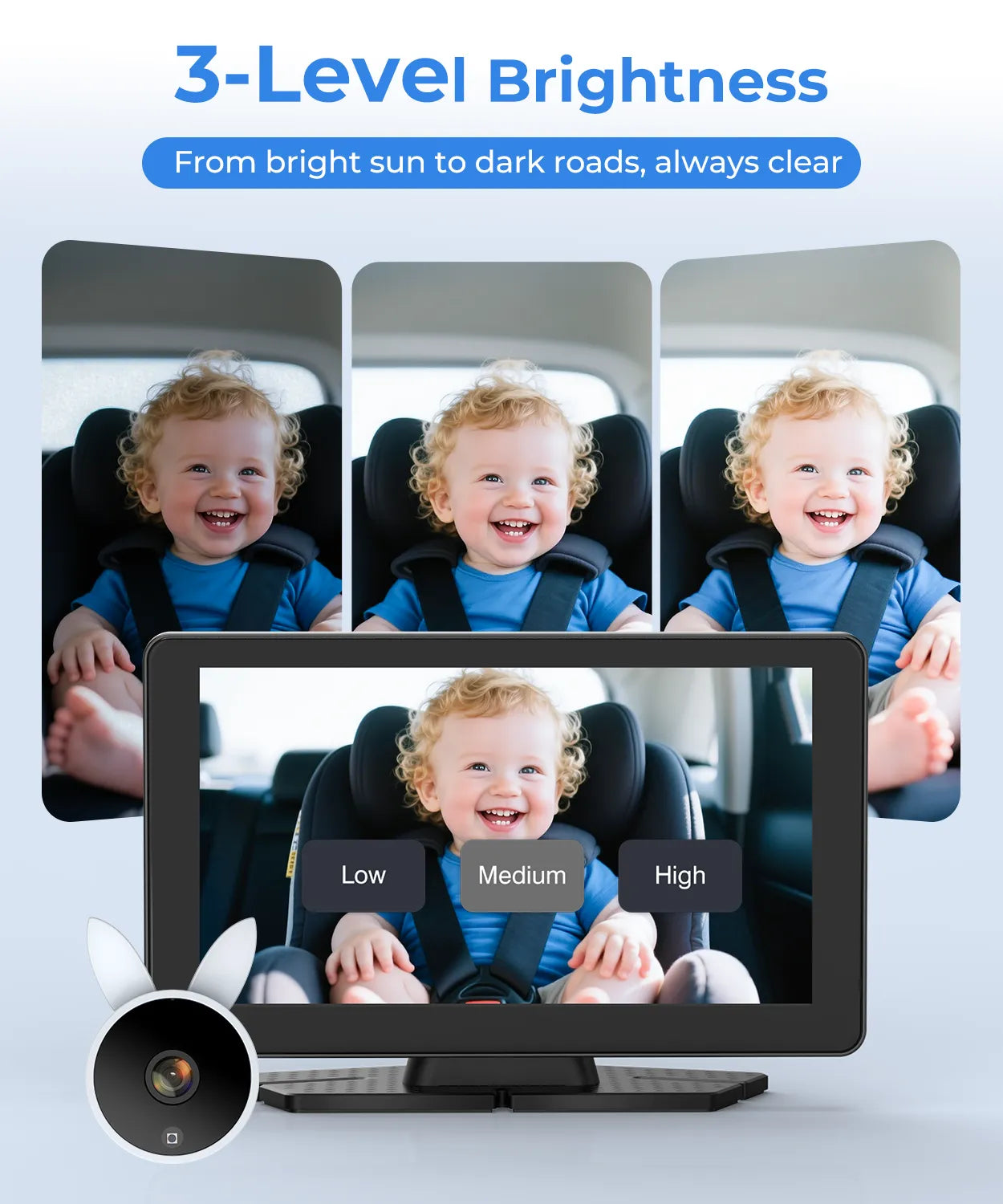 Babyvue BV4 7" Baby Car Camera, IPS 1080P HD Display with IR Night Vision
