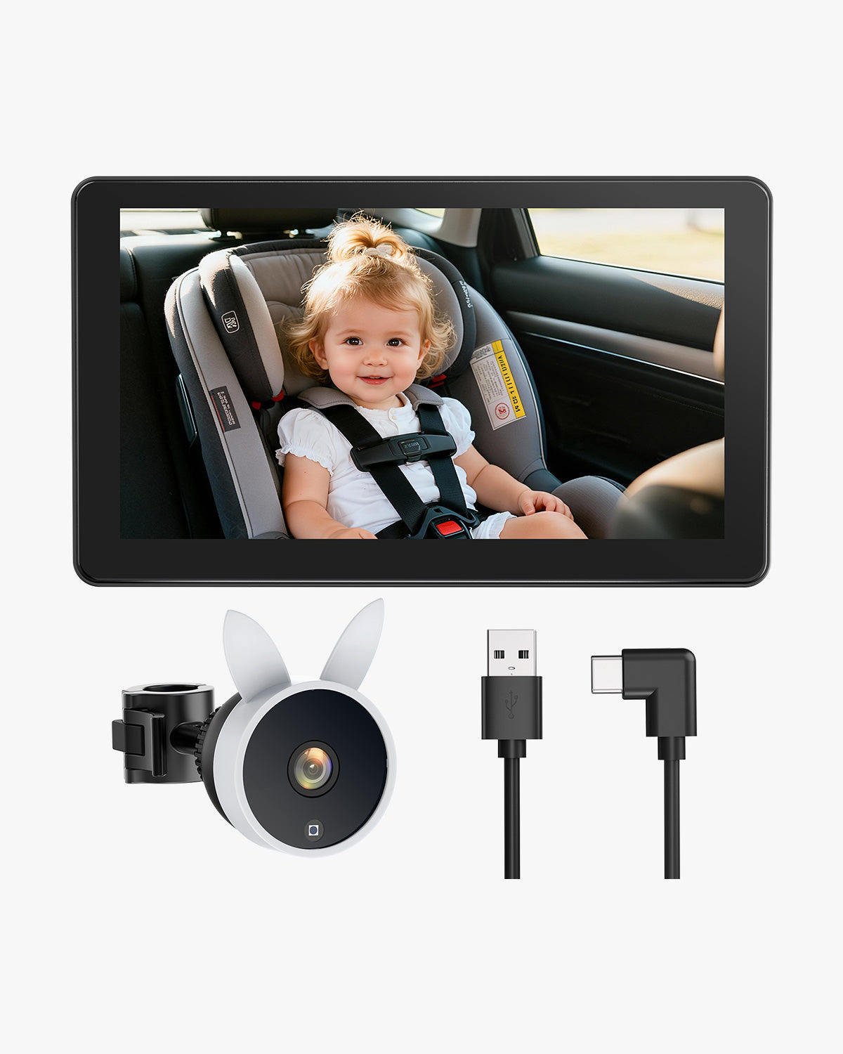 Babyvue BV4 7" Baby Car Camera, IPS 1080P HD Display with IR Night Vision