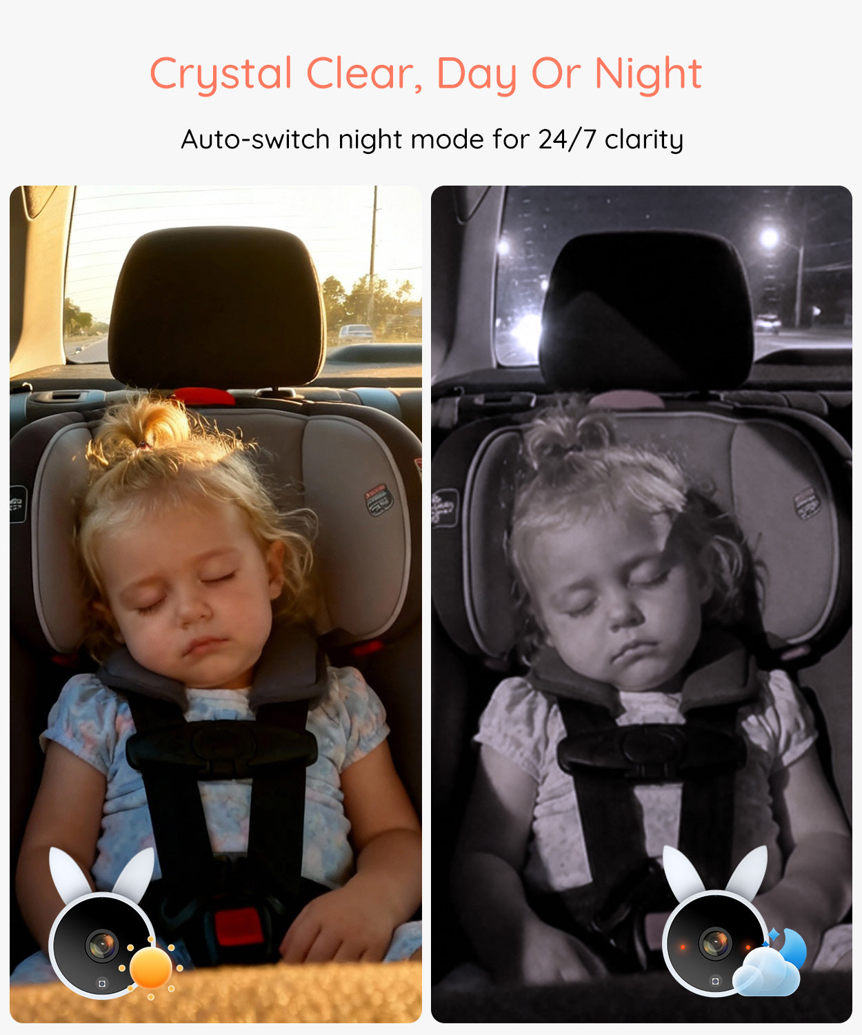 Babyvue BV4 7" Baby Car Camera, IPS 1080P HD Display with IR Night Vision