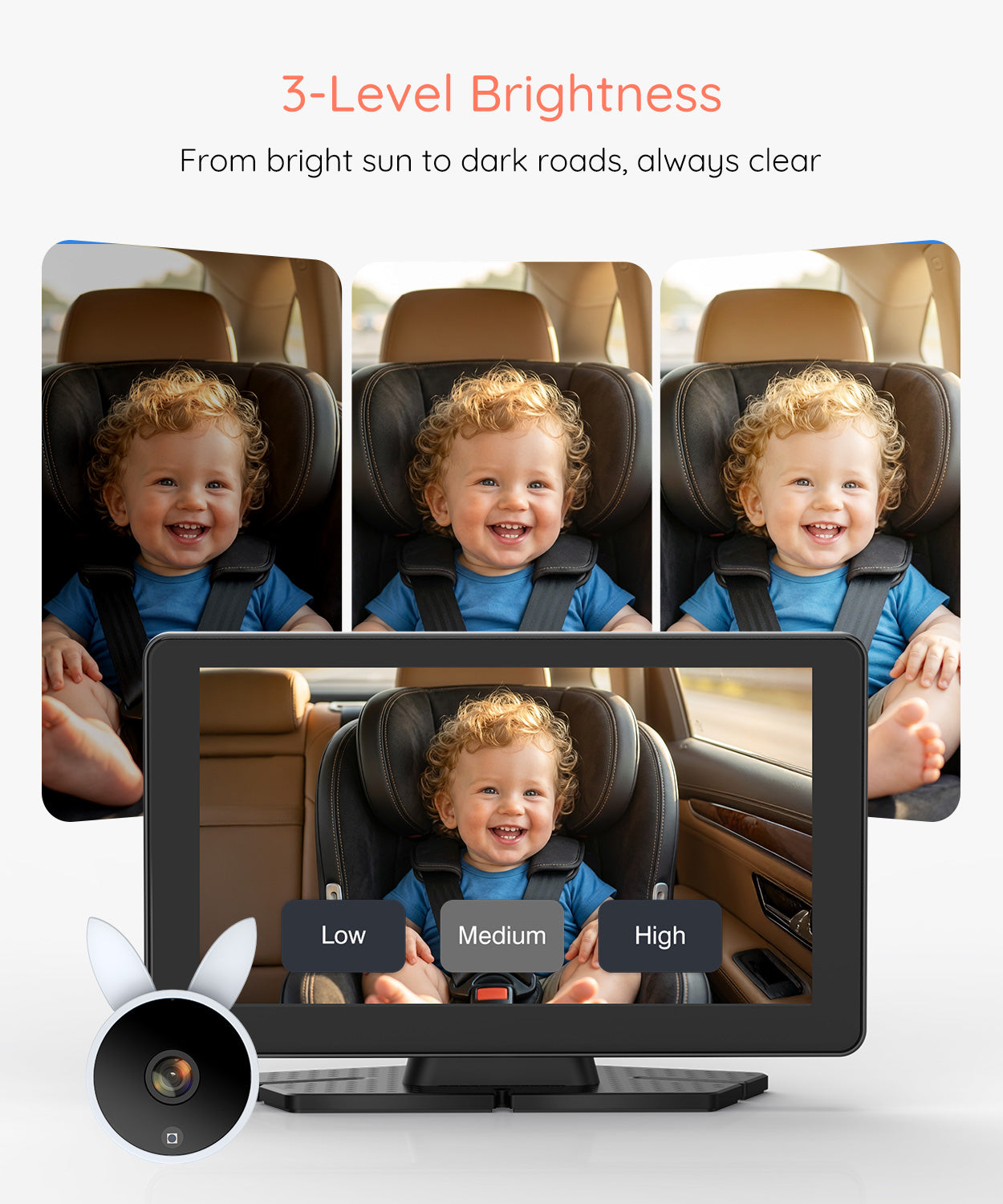 Babyvue BV4 7" Baby Car Camera, IPS 1080P HD Display with IR Night Vision