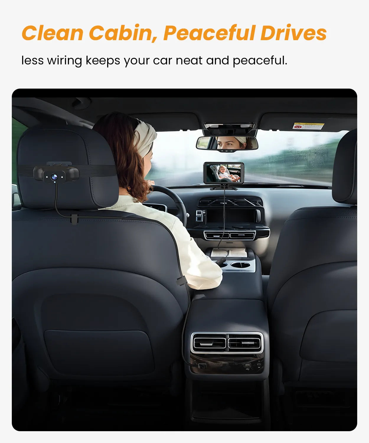 Babyvue BV5 No WiFi Baby Car Monitor, 5.2" 1080P Car Seat Camera