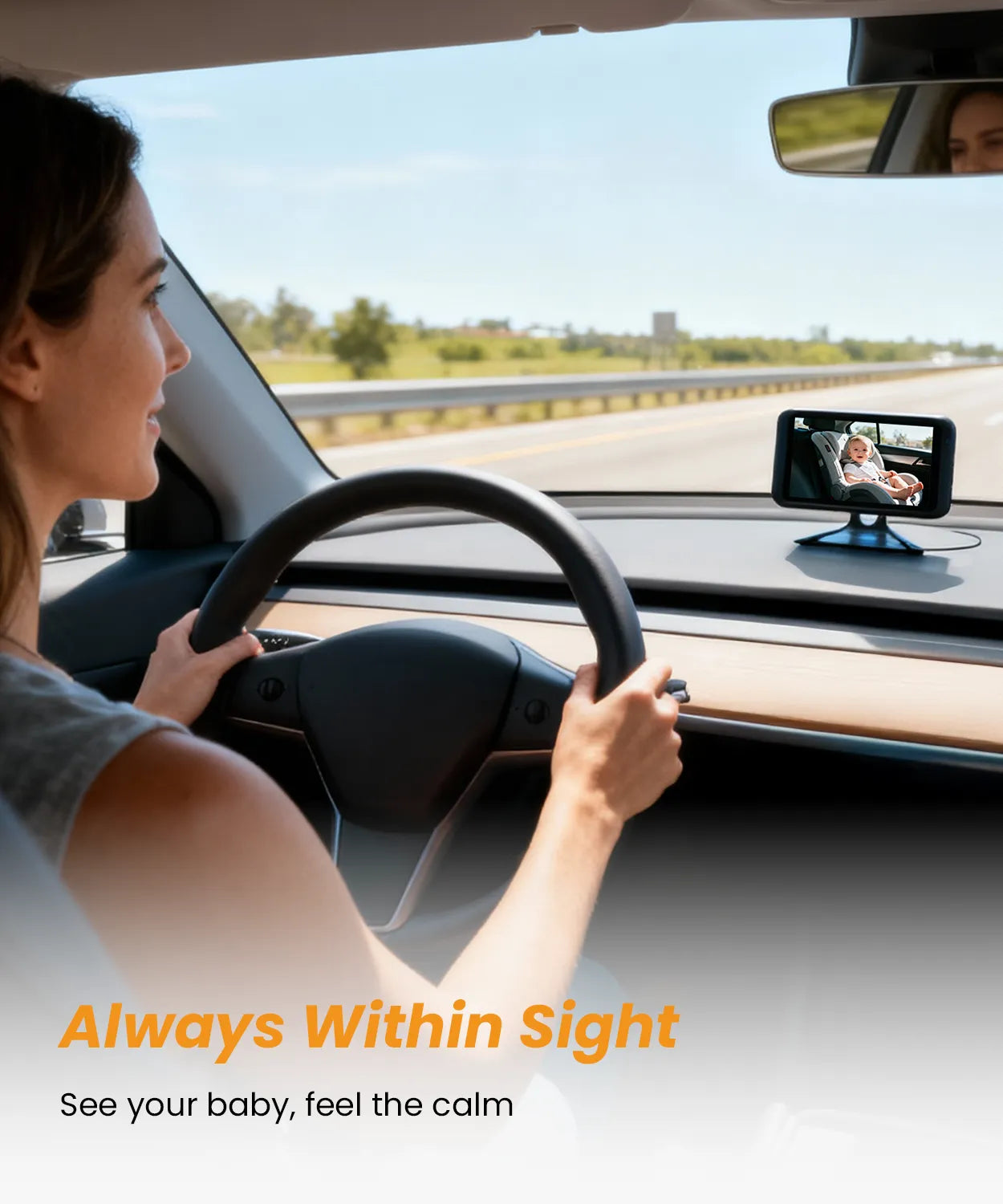 Babyvue BV5 No WiFi Baby Car Monitor, 5.2" 1080P Car Seat Camera