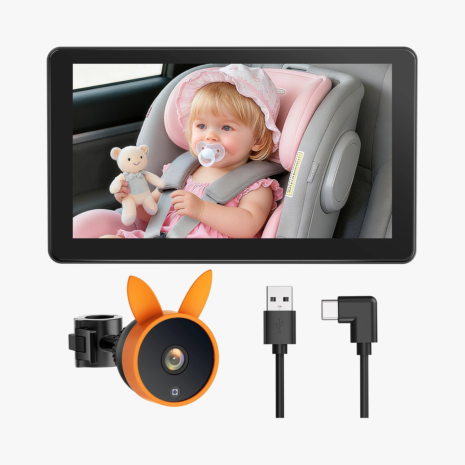 Babyvue BV4 7" Baby Car Camera, IPS 1080P HD Display with IR Night Vision
