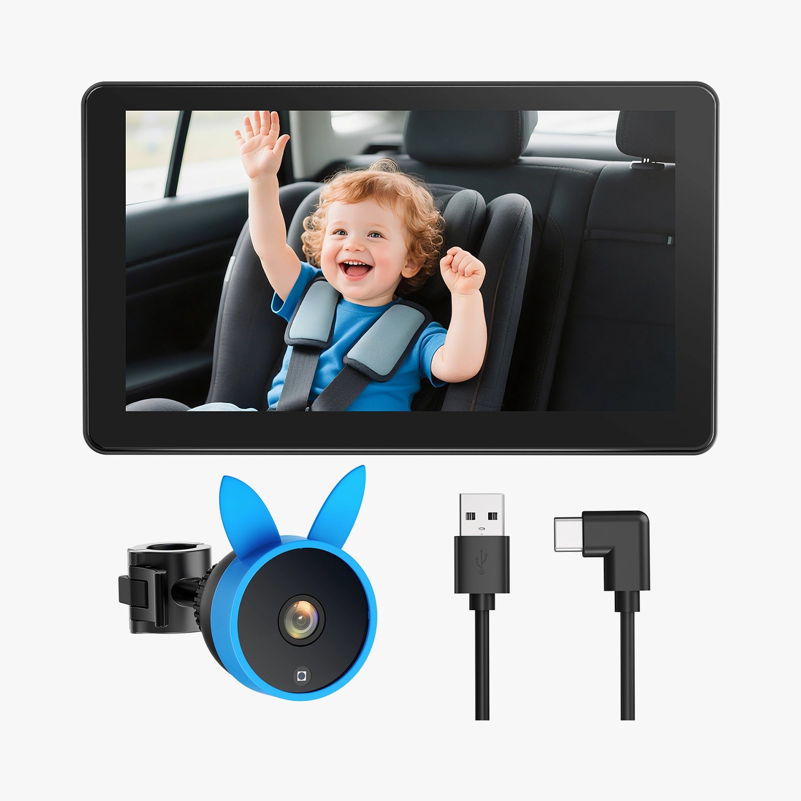 Babyvue BV4 7" Baby Car Camera, IPS 1080P HD Display with IR Night Vision