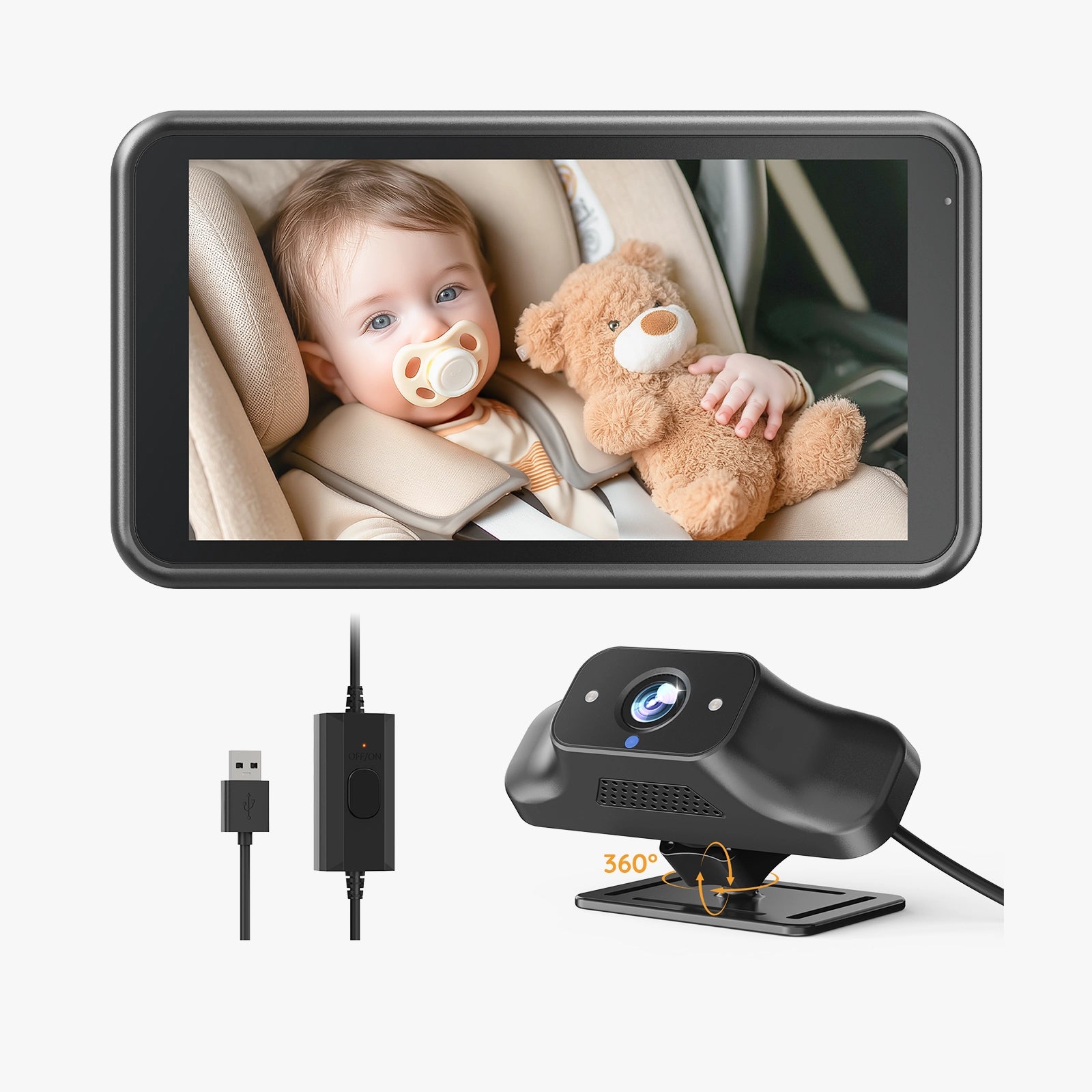 Babyvue BV5 No WiFi Baby Car Monitor, 5.2" 1080P Car Seat Camera